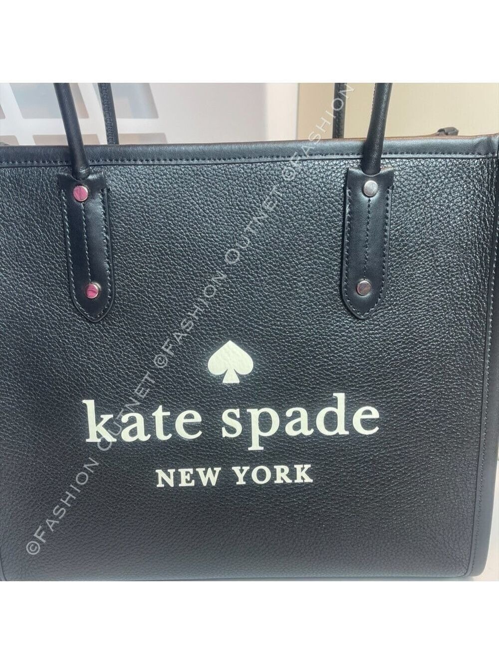 NWT Kate Spade Ella Large Tote Black Pebbled Leather Laptop Bag Workwear Chic - Picture 2 of 16